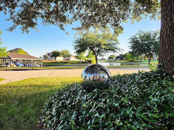 Lulu Decor, Size 16 Silver Stainless Steel Gazing Mirror Ball, Smooth Reflective Shiny Garden Decoration Globe