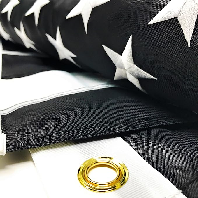 Thin Blue Line Flag: 3x5 ft with Embroidered Stars - Sewn Stripes - Brass Grommets - UV Protection - Black White and Blue American Police Flag Honoring Law Enforcement Officers