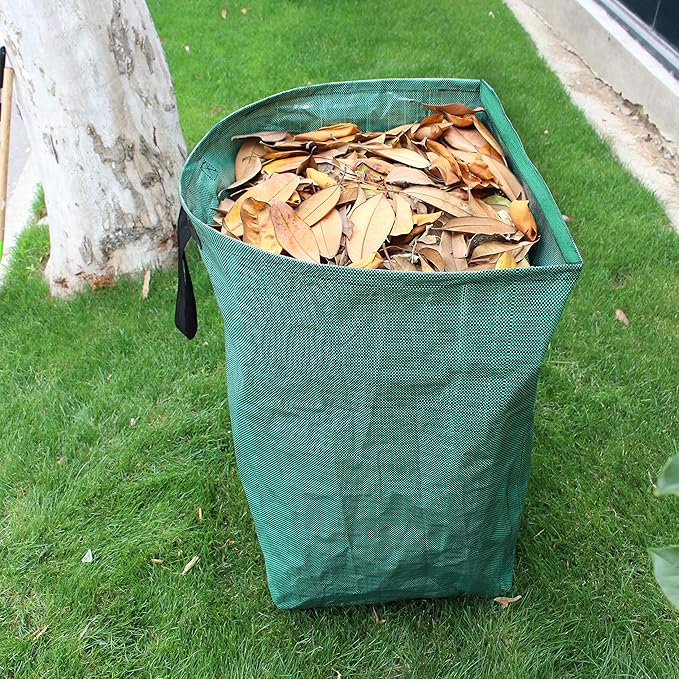 Gardzen 2-Pack 53 Gallon Dustpan-Type Yard Waste Bags, Reusable Heavy Duty Collapsible Garden Leaf Bags, Leaf Collector for Leaves, Lawn Debris & Grass Clippings