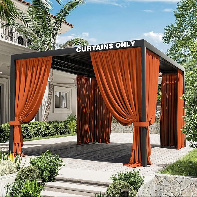 Gazebo Universal Replacement Privacy Curtain,10'×13' Gazebo Outdoor Waterproof Curtains, 4-Panels Sidewall Curtains with Double Zipper for Patio Canopy, Garden and Backyard (Curtain Only)