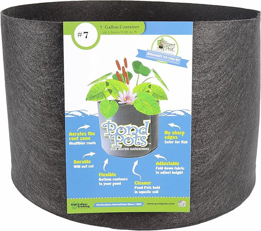 SMART POT 23007, 7 Gallon Pond Flexible Aquatic Plant Container for Water Gardening, Black