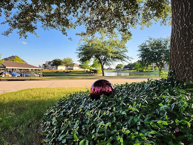 Lulu Decor, 2 pcs Red Stainless Steel Gazing Mirror Ball Size 12, Smooth Reflective Shiny Garden Decoration Globe (2 Pc)